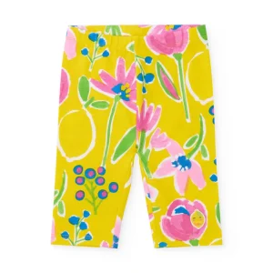 Leggings de niña de punto y estampado floral
