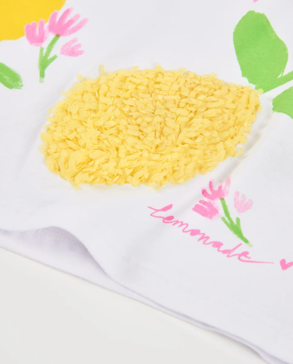 Camiseta de niña de punto con limón texturizado - Imagen 5