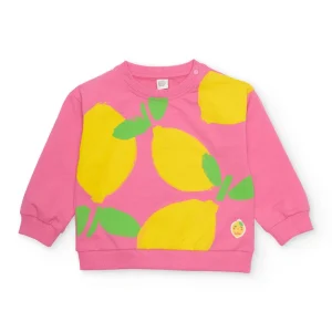 Sudadera de niña de punto con cierre en hombro