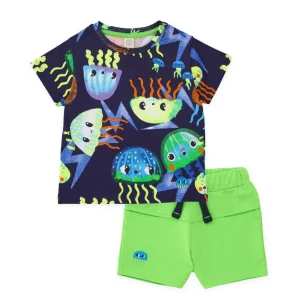 Conjunto de niño de punto con estampado de medusas