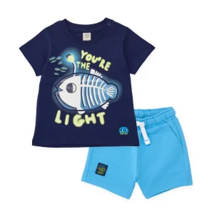 Conjunto de niño de punto con diseño pez luminoso