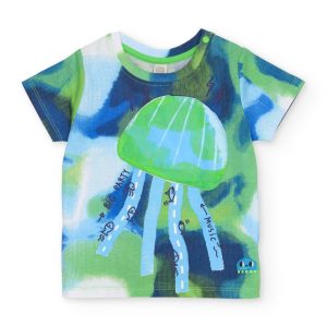 Camiseta de niño de punto con estampado efecto aquarela