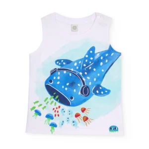 Camiseta de niño de punto con diseño de gran pez