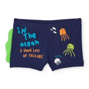 Bañador de niño de punto con aleta decorativa