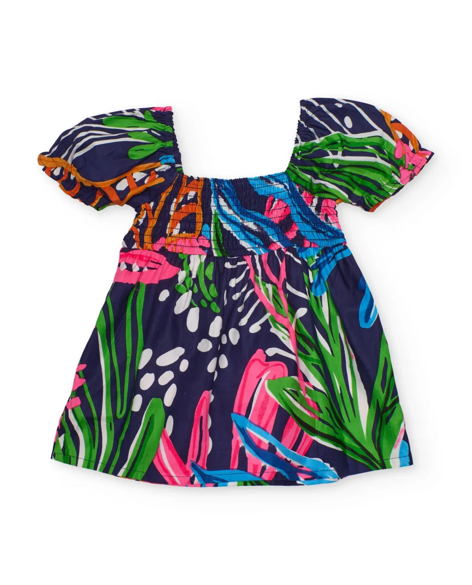 Vestido de niña de plana y fruncido elástico - Imagen 3