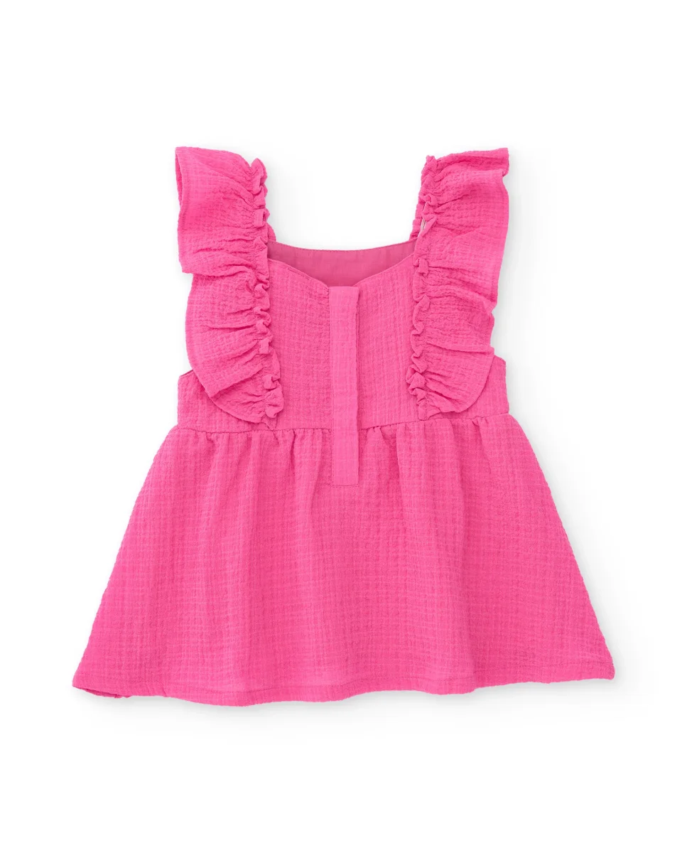 Vestido de niña de plana y bordado frontal - Imagen 3