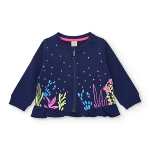 Sudadera de niña de punto y bajo con volante