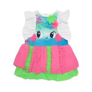 Vestido de niña de plana con flores en relieve