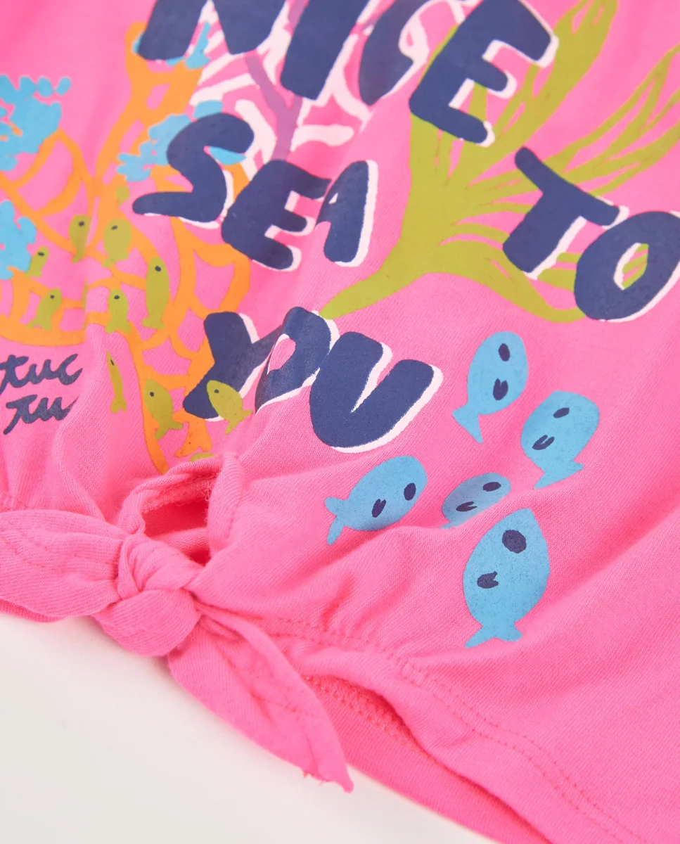 Camiseta de niña de punto con nudo en el bajo - Imagen 5
