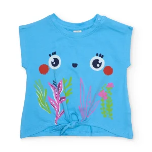 Camiseta de niña de punto con nudo decorativo