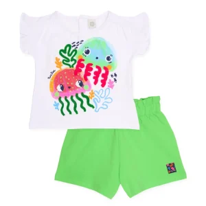 Conjunto de niña de punto con diseño de medusas