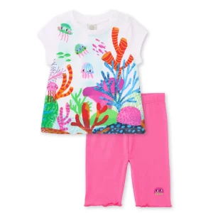 Conjunto de niña de punto con estampado fondo marino