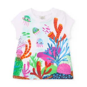 Camiseta de niña de punto con gran estampado