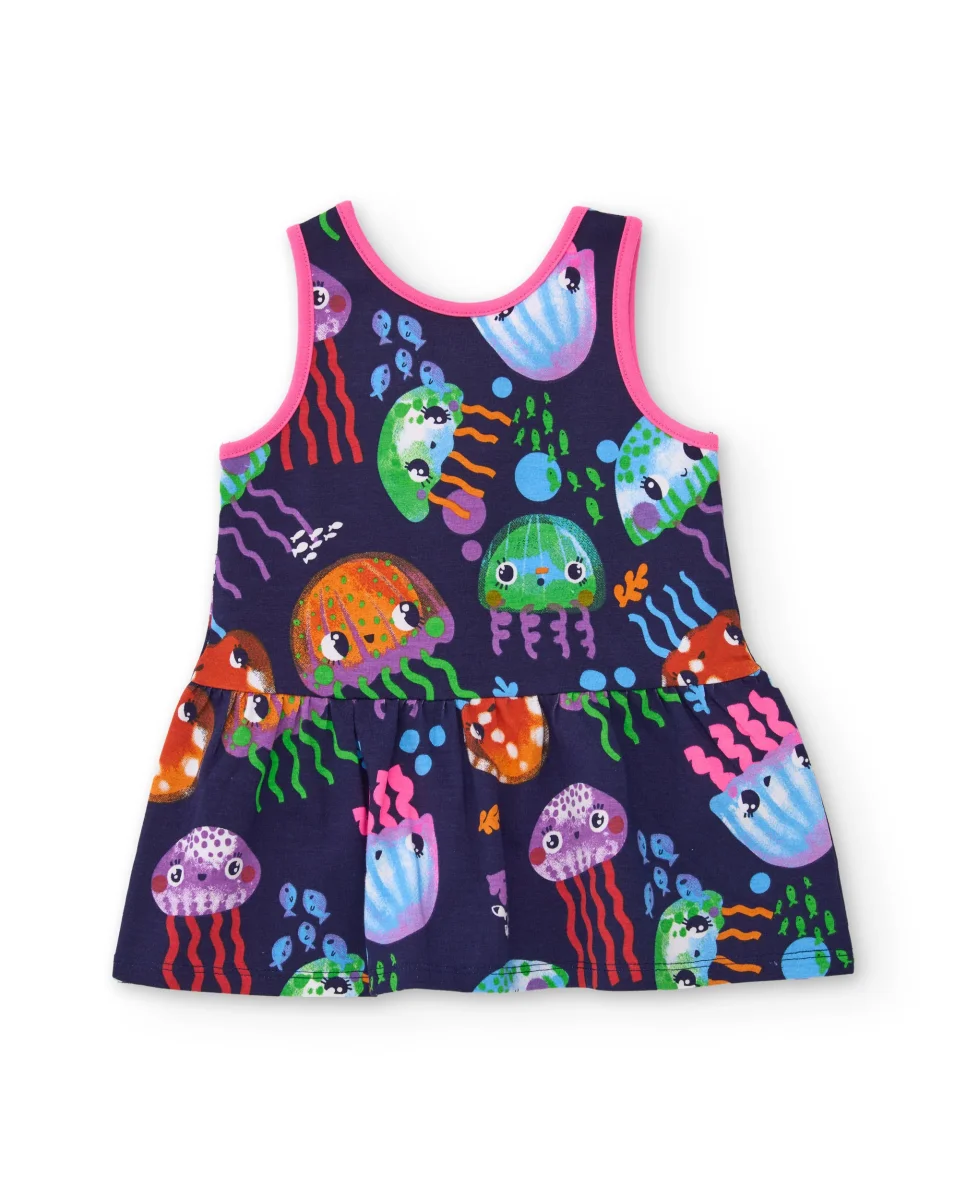 Vestido de niña de punto con ribetes en contraste - Imagen 3