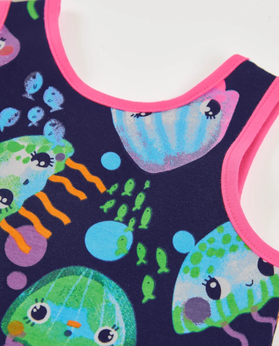 Vestido de niña de punto con ribetes en contraste - Imagen 5