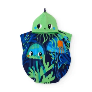 Toalla poncho de niño de punto con detalles bordados