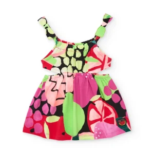 Vestido de niña de punto con tirantes anudados