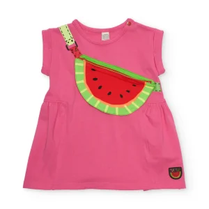 Vestido de niña de punto con aplicación de sandía