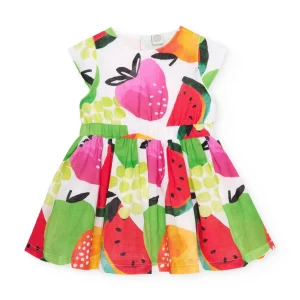 Vestido de niña de plana con diseño de frutas