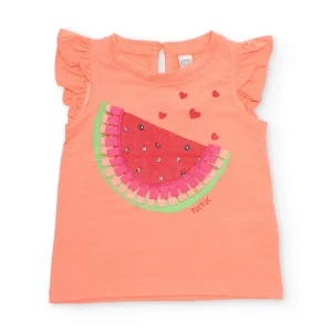 Camiseta de niña de punto y detalles brillantes
