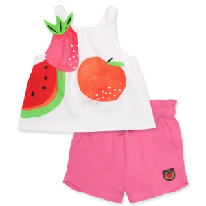 Conjunto de niña de punto y estampado grande