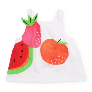 Camiseta de niña de punto con hojitas en relieve