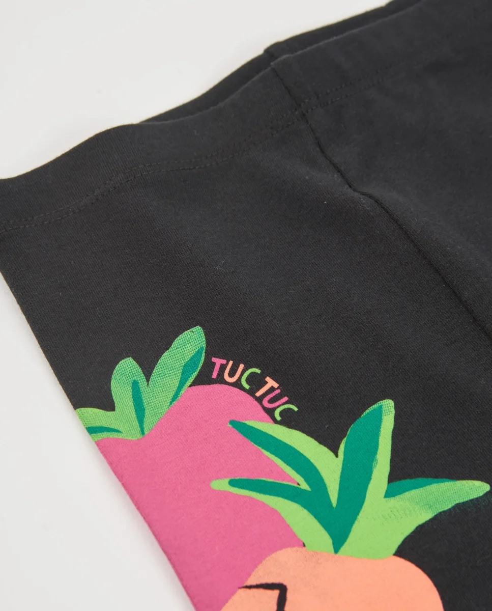 Leggings de niña de punto con estampado en lateral - Imagen 4