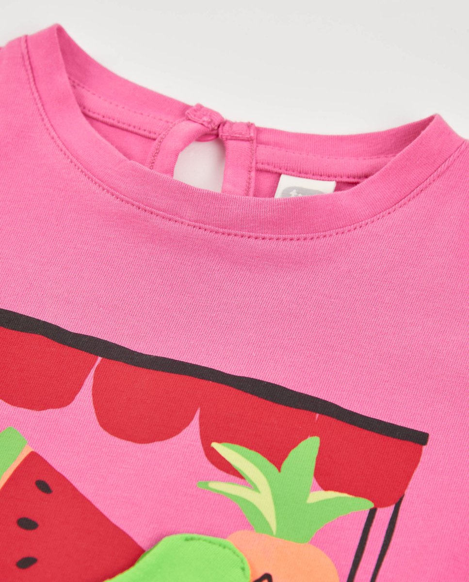 Camiseta de niña de punto con frutas en relieve - Imagen 4