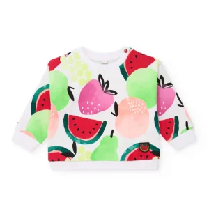 Sudadera de niña de punto con estampado de frutas