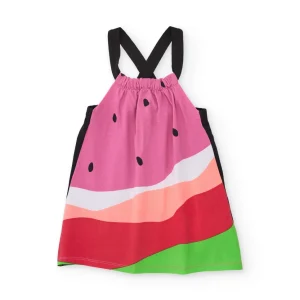 Vestido de niña de punto y tirantes cruzados en espalda