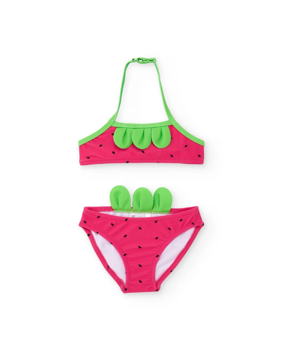 Bikini de niña de punto con hojitas en relieve - Imagen 4