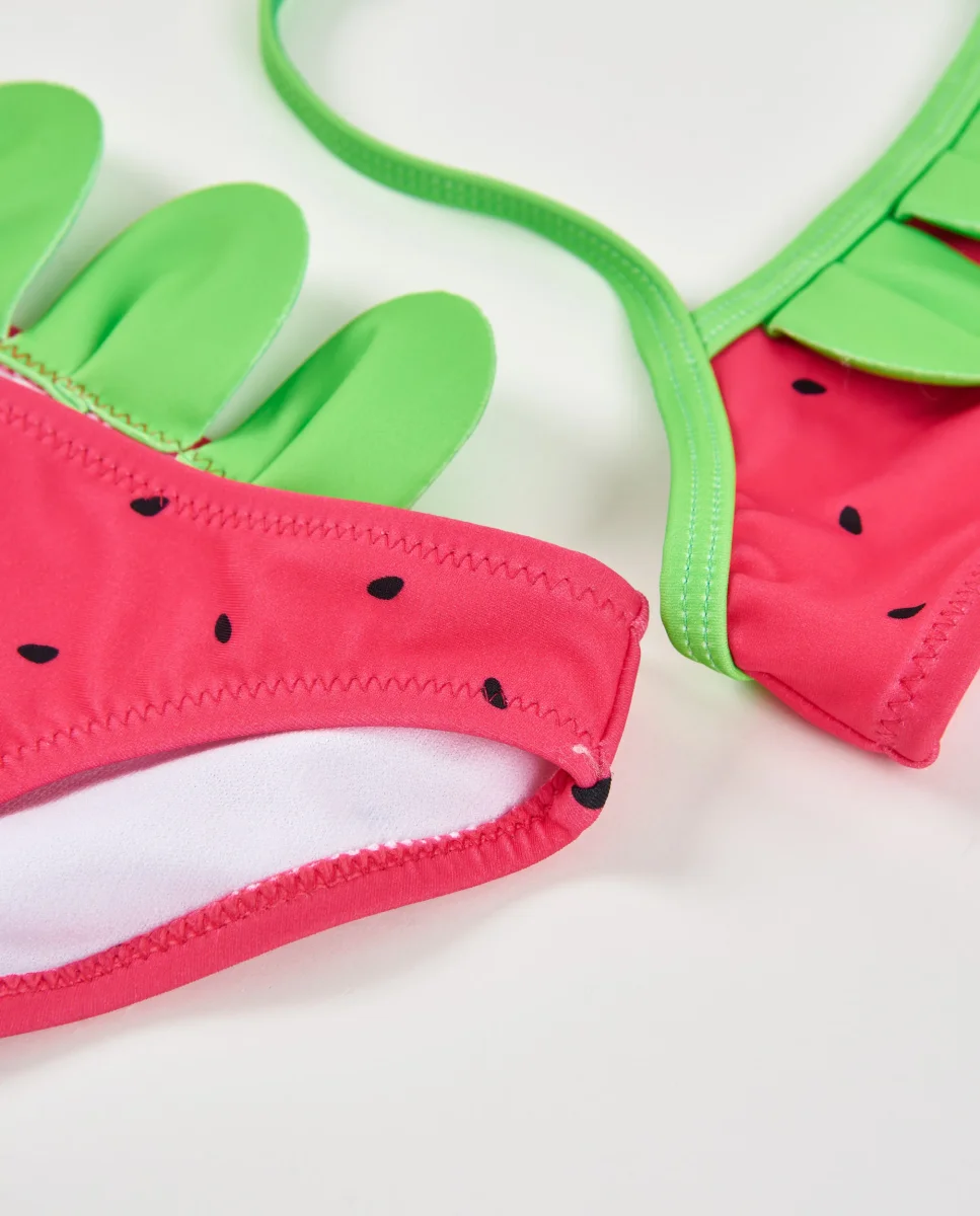 Bikini de niña de punto con hojitas en relieve - Imagen 7