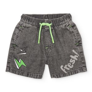 Bermuda de niño de plana y denim efecto lavado