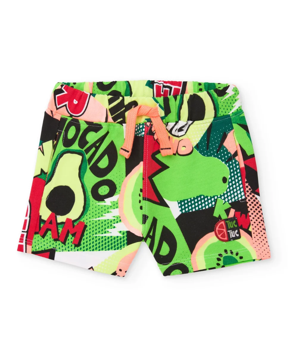 Bermuda de niño de punto con estampado cómic