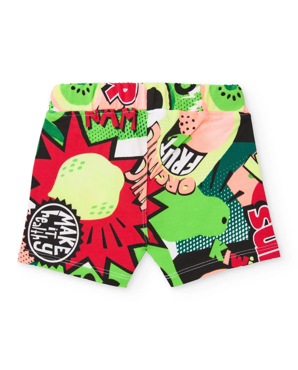 Bermuda de niño de punto con estampado cómic - Imagen 3