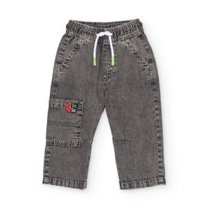 Pantalones de niño de plana y denim efecto lavado