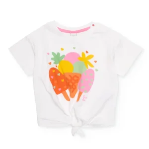 Camiseta de niña de punto con nudo frontal