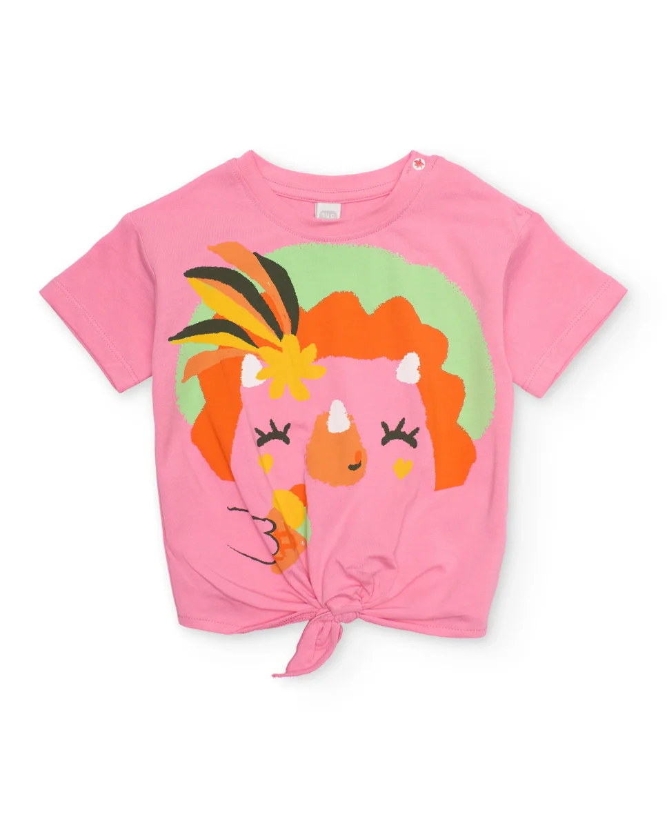 Camiseta de niña de punto con nudo delantero