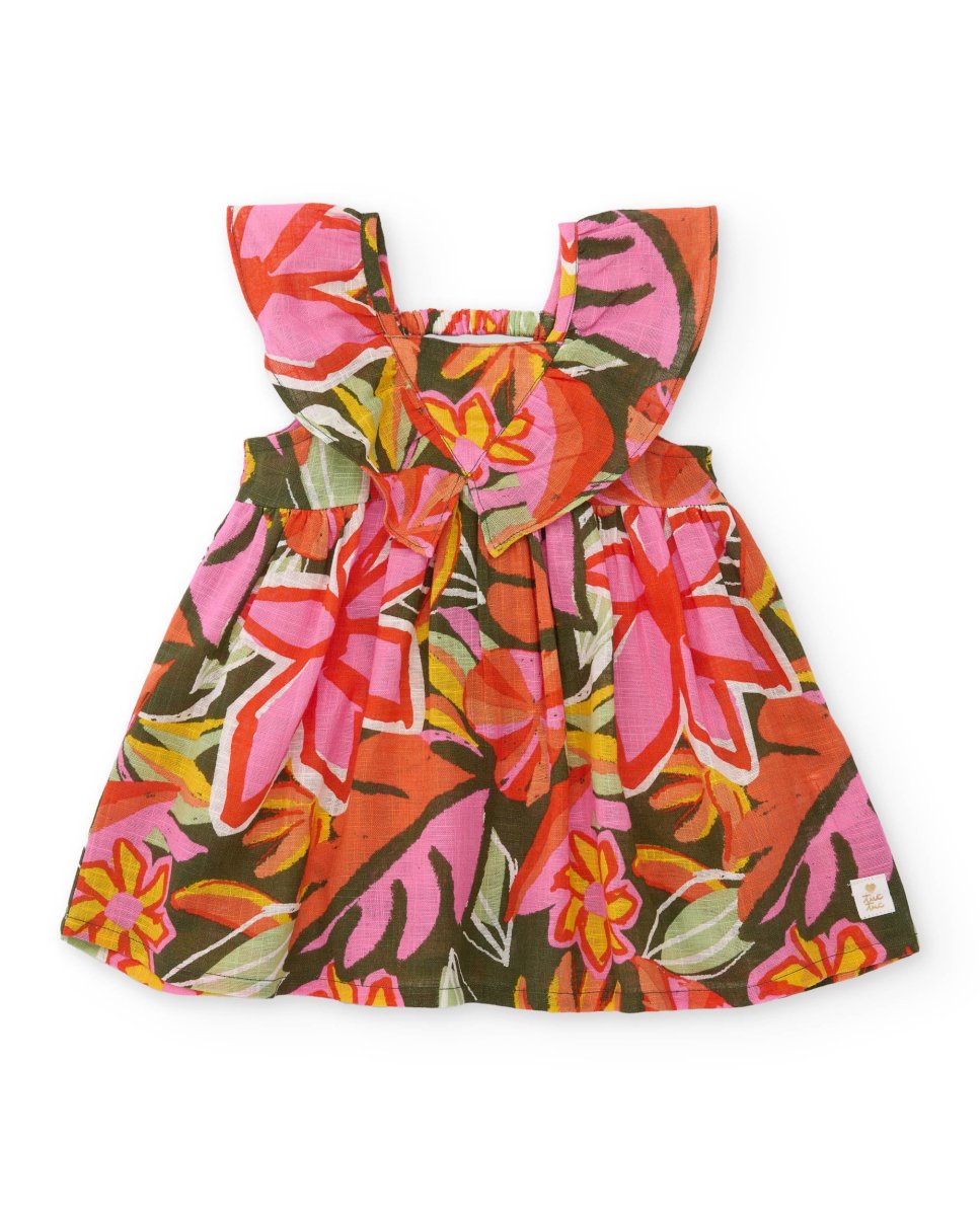 Vestido de niña de plana con fruncido frontal
