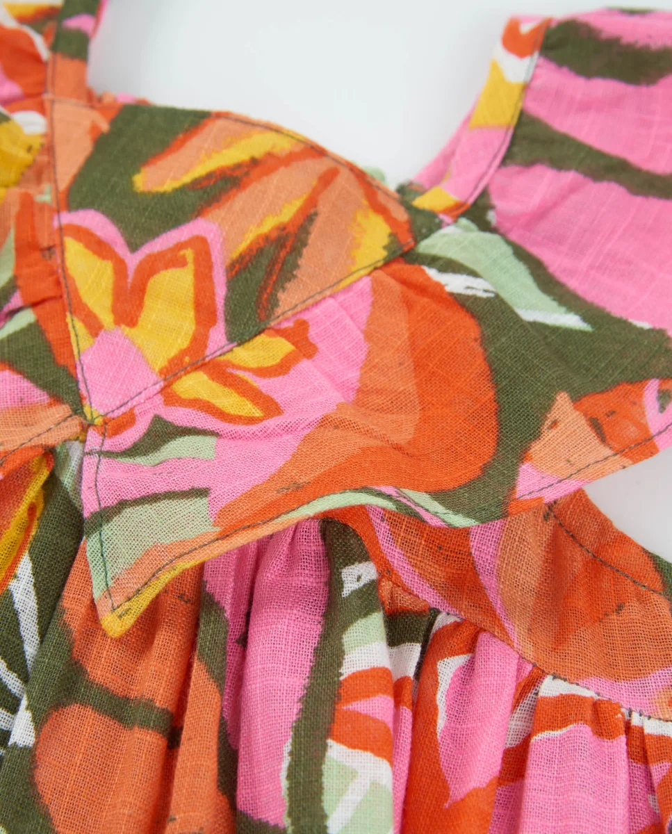 Vestido de niña de plana con fruncido frontal - Imagen 4