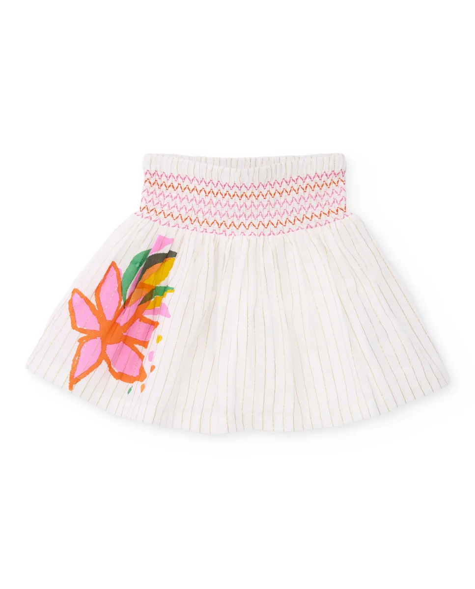 Falda de niña de plana con bordado decorativo