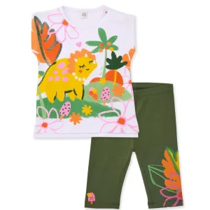 Conjunto de niña de punto y estampado colorido