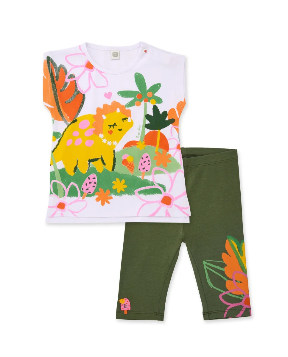 Conjunto de niña de punto y estampado colorido
