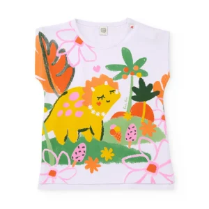 Camiseta de niña de punto con estampado dinosaurio