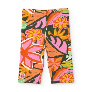 Leggings de niña de punto con diseño floral de gran formato