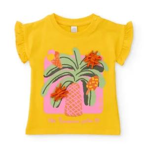 Camiseta de niña de punto y detalles en relieve