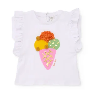 Camiseta de niña de punto con gráfico de helado