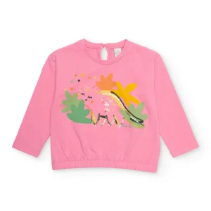 Camiseta de niña de punto y detalles de lentejuelas