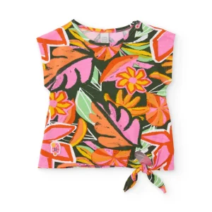 Camiseta de niña de punto con nudo en bajo
