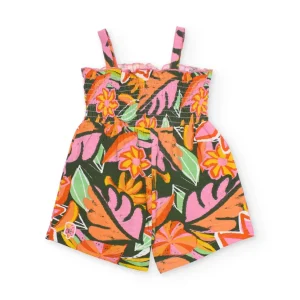 Mono de niña de punto con cuerpo fruncido